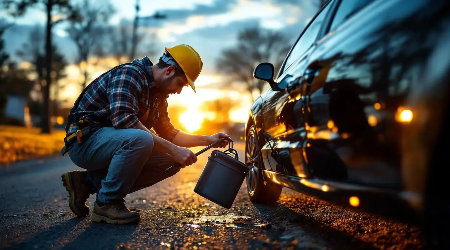 Hearns Towing technician safely unlocking a vehicle door using professional lockout tools in North Salt Lake.