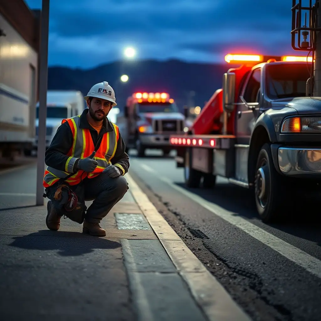A professional tow truck operator securing a vehicle on a flatbed trailer in Salt Lake City.